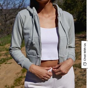 John Galt pale green zip up cropped hoodie